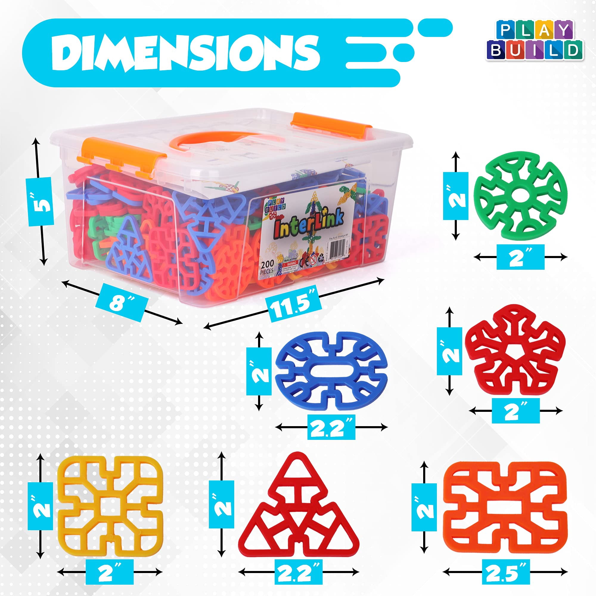 Play Build Interlinks Connector Building Toys, Interlocking Stem Toys for Boys and Girls, Baby and Toddler Toys, Creative Construction Stem Building Toys, Ages 3+