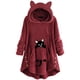 thumbnail image 1 of Vestido largo con capucha para mujer, bonito patrón de invierno con orejas de gato, forro polar borroso con capucha, vestido de manta, Tops de felpa para chicas adolescentes Pompotops gfhjh14142, 1 of 4