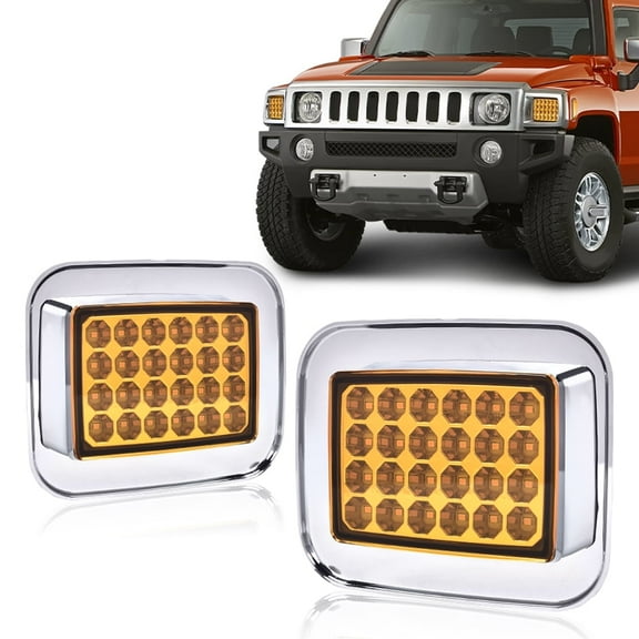 PIT66 Fit For Hummer H2 2003-2009 LH RH Side 2X LED Corner Signal Lights Parking Lamps