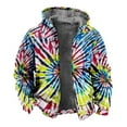 thumbnail image 4 of Tie Dye Fleece Lined Hoodies for Men Full Zip Heavyweight Thick Warm Jacket Coat Fall Winter Hooded Sweatshirt Yellow XXXL, 4 of 7