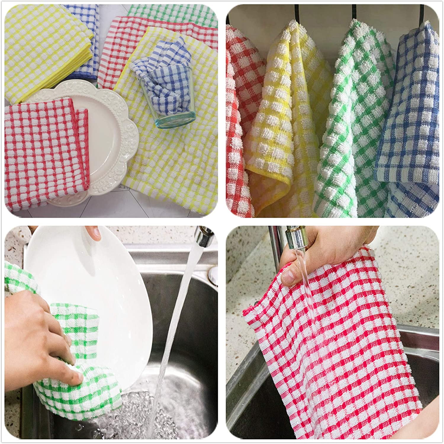 Mix Color11x12 Incheskitchen Dishcloths 12pcs 11x12 Inches Bulk Cotton  Kitchen Dish Cloths Scrubbing Wash Cloths Sets (mix Color)
