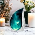 thumbnail image 4 of Teal Butterfly Keepsake Urns For Ashes Adult Men - Large Burial Urn For Human Ashes Adult Female - Handmade Urn For Funeral - Memorial Urns For Decorative - 10Inch And 3Inch, 4 of 7