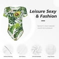 thumbnail image 6 of Fotbe Women Short Sleeve Bodysuit Round Neck Watercolor Green Tropical Bodysuit For Women Round Neck Scoop Neck Long Sleeve Stretch Tops Jumpsuit-Xx-Large, 6 of 9