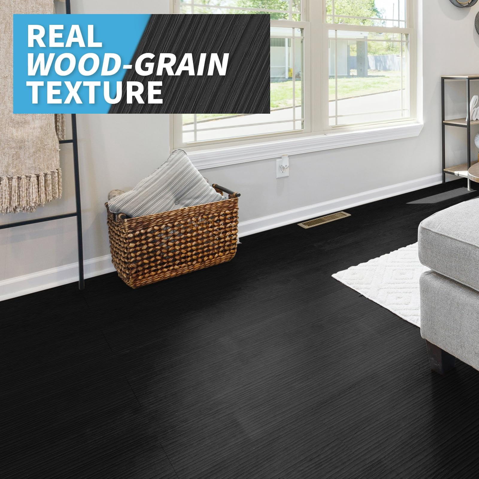 12-pack 18 Sq.ft Peel And Stick Floor Tiles Vinyl Plank Flooring Wood Look  Adhesive Waterproof Tile Sticker For Bedroom Living Room Kitchen Rv In Black