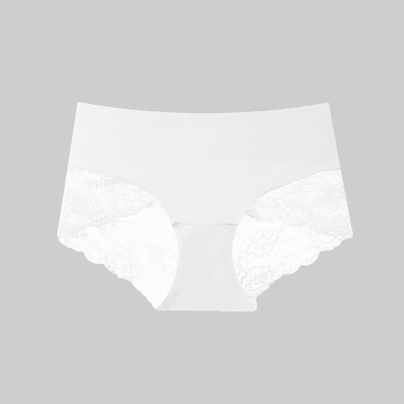 Fulorrnie High Waisted Panties  Seamless Underwear  Lace Thongs for Women Full Coverage Sheer Cut Outs Floral Edging  White  XL