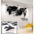 thumbnail image 4 of World Map Wall Clocks Modern Design 3D Digital Hanging Clock Ultra Quiet Acrylic Wall Watch - White, 4 of 7