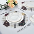 thumbnail image 2 of WOBOGO Christmas Trees on Black Lines Pattern Round Placemats Set of 1 Heat Resistant Washable Kitchen Table Decorations 15.4in, 2 of 7