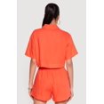 thumbnail image 4 of Women's Linen Button Front Cropped Shirt, 4 of 4