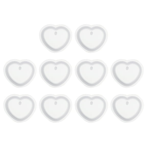 Uxcell 10 Pcs Small Heart Resin Keychain Moulds, Silicone Epoxy Mould Kit with Hole for Pendant Keychains Ornament Jewelry Art