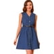 thumbnail image 1 of INSPIRE CHIC Vestido Camisero Sin Mangas De Corte En A Con Botones En La Parte Delantera Y Cintura Alta De Mezclilla Vintage Para Mujer Azul XS, 1 of 5