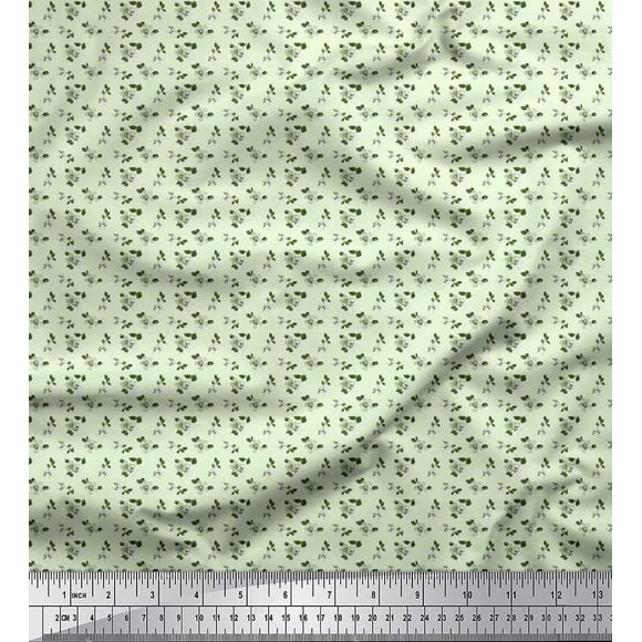 Soimoi Silk Fabric Leaves & Floral Shirting Print Fabric by The Yard 42 Inch Wide