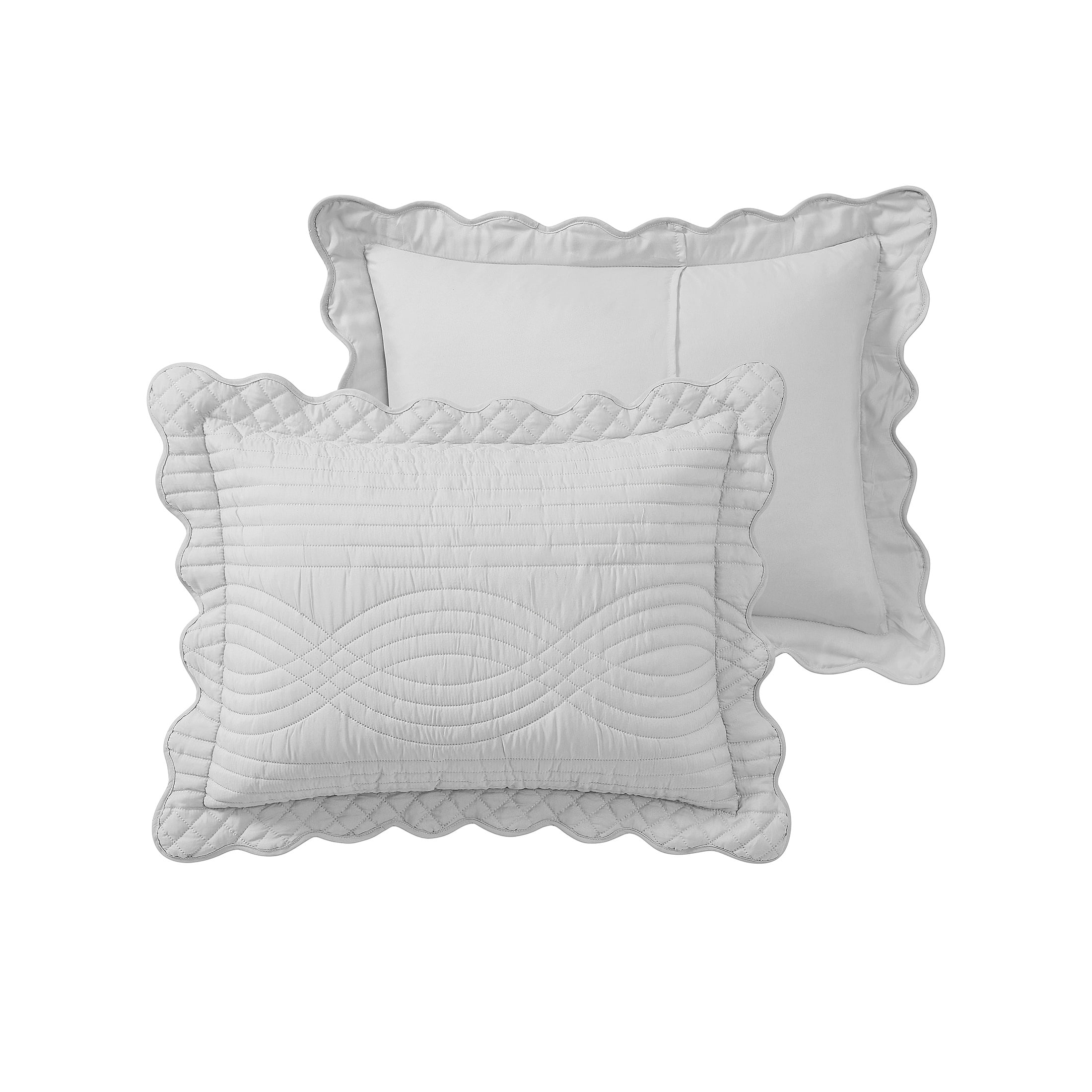 VCNY Home Grey Scallop 3-Piece Adult Microfiber Quilt Set, Full/Queen