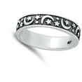 thumbnail image 4 of Oxidized Crescent Moon Star Ring .925 Sterling Silver Band Jewelry Female Male Unisex Size 5, 4 of 4