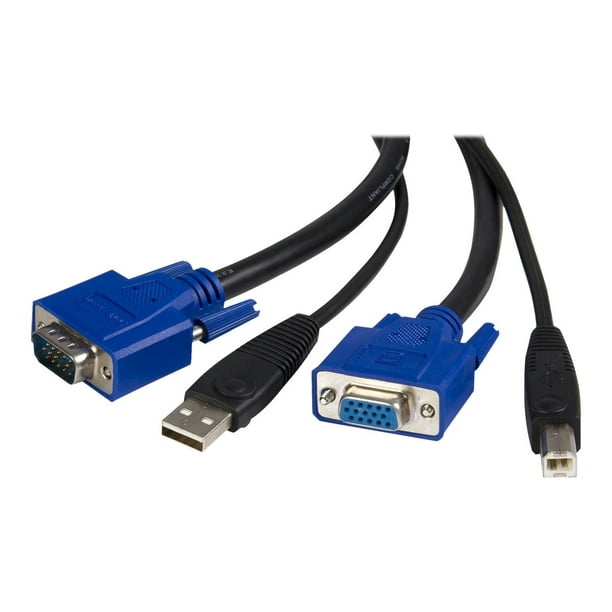 StarTech.com USB CUSB Âble USB KVM 2-en-1 - Clavier / Vidéo / Souris / Câble USB - HD-15 (VGA), USB Type B (M) vers HD-15 (VGA) - 6 ft - SVUSB2N1_6 - Clavier / Vidéo / Souris / Câble USB - HD-15 (VGA), USB Type B (M) vers HD-15 (VGA) - 6 ft - pour Skconus