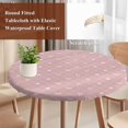 thumbnail image 5 of Round Table Cover 36-44 Inch Pink Halloween Waterproof Reusable Table Cloth Round Fitted Vinyl Tablecloth with Elastic Edged for Parties Outdoors, Checkered Bat Bow, 5 of 9