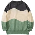 thumbnail image 2 of Suéter de punto de retazos para hombre 2024, ropa de calle de hip hop japonesa, suéteres holgados informales retro vintage de gran tamaño de estilo Harajuku, 2 of 6