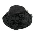 thumbnail image 5 of Walbest Lady Derby Cap Church Lace Bow Flat Top Sun Hat Wedding Bowler Hat, 5 of 7