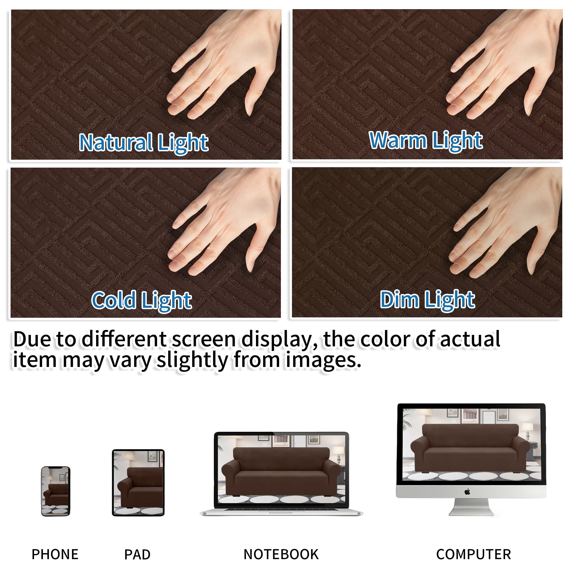 JIATER 1-Piece Sofa Cover Stretch Couch Cover Washable Sofa Slipcover Furniture Protector for 3 Cushion Sofa,Coffee