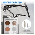 thumbnail image 6 of Awning for Door Entrance 40x60 Inch,Awnings for Doors with Separate Drainage,Front Door Awning Exterior,Polycarbonate UV, Rain, and Snow Protection for Porch,Patio,Window,Deck, 6 of 9