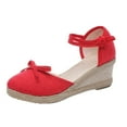 thumbnail image 2 of Sandales à Plateforme Bout Fermé pour Femmes Été Bride Cheville Espadrilles Compensées, 2 of 6