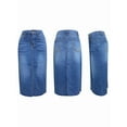 thumbnail image 6 of Women'S Jean Skirt Stretch High Waisted Frayed Raw Hem A Line Denim Midi Skirt with Pockets Blue S, 6 of 8