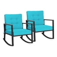 thumbnail image 1 of Pemberly Row 2 Pcs Rattan Outdoor Patio Rocking Chair with Cushion in Turquoise, 1 of 9
