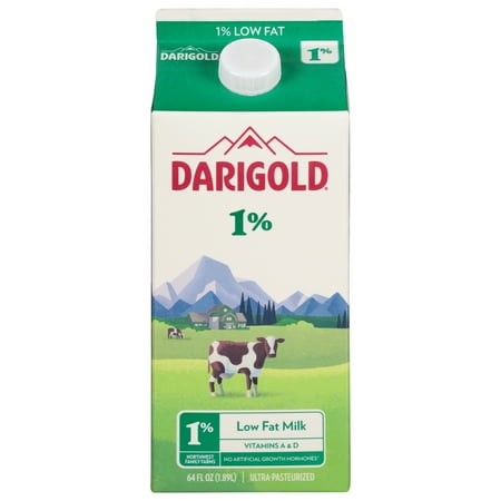 Darigold 1% Low Fat Milk, Unflavored, Half Gallon, 64 fl oz