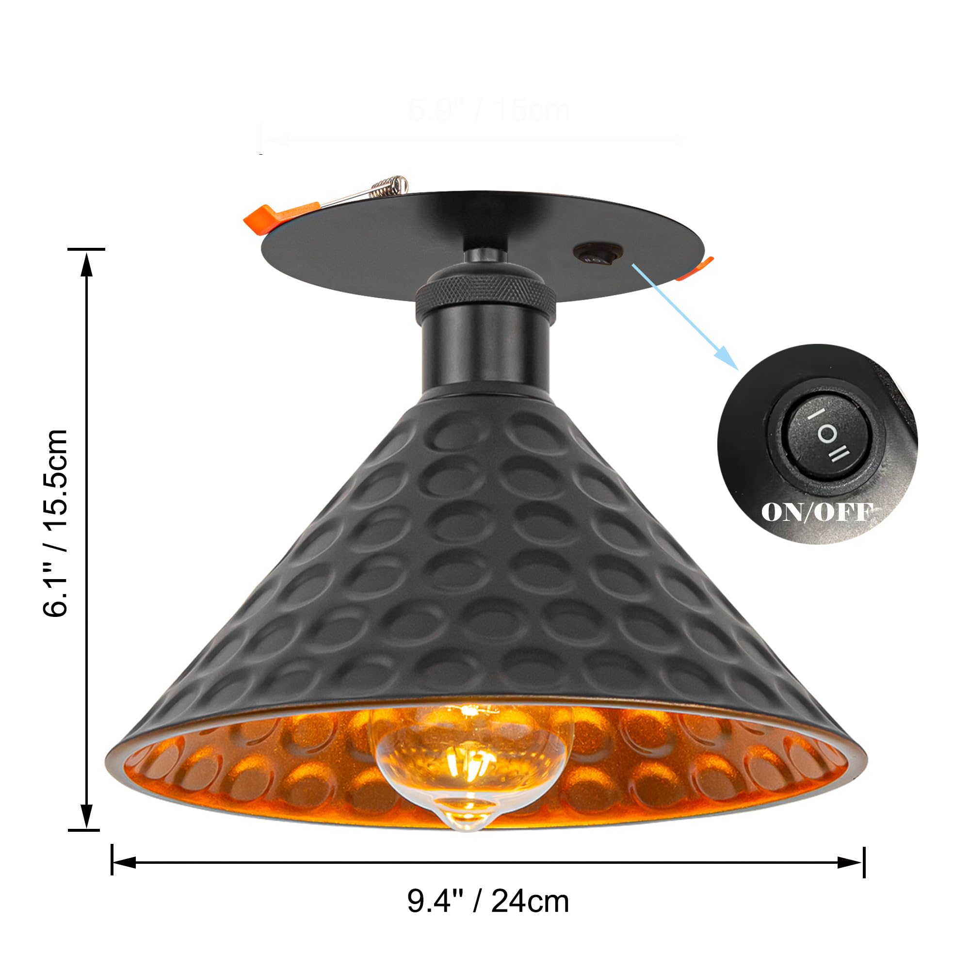 Kiven RV Boat Recessed Ceiling Light, 12V Led Light with ON/OFF Switch and E26 Socket, Modern 3000K/Warm White 6W Aluminum Interior Lighting for Under Cabinet Camper Van RV Motorhome TB2776