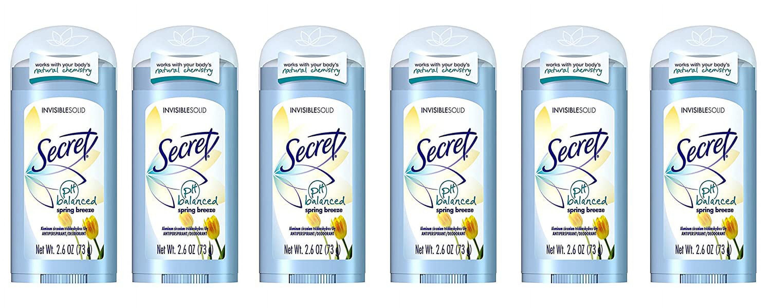 Secret Anti-Perspirant Deodorant Invisible Solid Spring Breeze 2.60 oz (Pack of 6)
