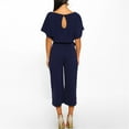 thumbnail image 3 of PENGXIANG Combinaison Décontractée Taille Haute pour Femmes, Col Rond, Couleur Unie, Ample et Confortable, Manches Courtes, Pantalon Large Ceinturé, 3 of 6