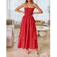 thumbnail image 2 of Vestido largo ZESICA Summer 2025 sin tirantes con hombros descubiertos rojo, 2 of 9