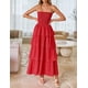 thumbnail image 2 of Vestido largo ZESICA Summer 2025 sin tirantes con hombros descubiertos rojo, 2 of 9