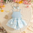 thumbnail image 6 of RMGVDSD Baby Girl Clothes Girls Sleeveless Romper Plaid Dress Floral Bowknot Ribbed Bodysuit Onesie Headband Set Summer Outfit 18-24 Months, 6 of 8