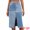 Light Blue, variant on Women's Raw Hem Midi Jean Skirts with Slit Medium Blue