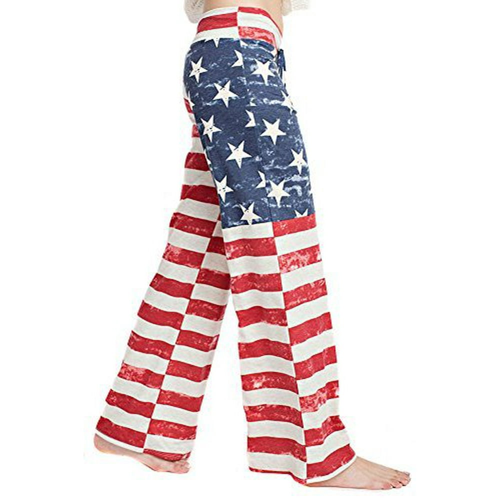 Fourever Funky - American Flag Patriotic Wide Leg Relaxed Palazzo Pant ...