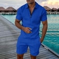 thumbnail image 1 of WILLBEST Conjunto de Pantalones Cortos Casuales de Manga Corta para Hombre, Cómodo Traje de Verano para Uso Diario, Tejido Suave y Transpirable, Traje Elegante para Caminar y Ir de Compras., 1 of 5
