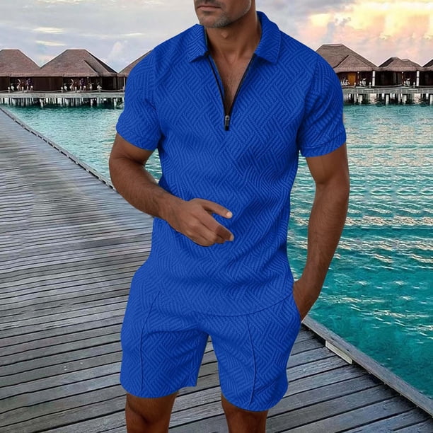WILLBEST Conjunto de Pantalones Cortos Casuales de Manga Corta para Hombre, Cómodo Traje de Verano para Uso Diario, Tejido Suave y Transpirable, Traje Elegante para Caminar y Ir de Compras.