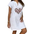 thumbnail image 1 of Pompotops Robe d'Été Décontractée en Coton et Lin à Manches Courtes pour Femmes, 1 of 5