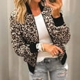 thumbnail image 2 of Luwomo Womens Jackets Lightweight Zip Up Leopard Print Coat Stand Collar Outwear Regular Blouses Brown,M, 2 of 7