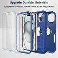 thumbnail image 5 of for iPhone 15 Case, [2+Tempered Glass Screen Protector] [10 FT Military Dropproof], Non-Slip Shockproof iPhone 15 Phone Case 6.1 Inch(Blue), 5 of 14