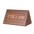 thumbnail image 1 of EeaseMX Reloj despertador digital LED de madera para escritorio, luminoso, silencioso, con temperatura y brillo ajustables (madera marrón y pantalla blanca), 1 of 7