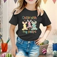 thumbnail image 2 of AWZXDE Easter Holiday Graphic Print Casual Loose Fit Short Sleeve Top For Kids And Children Black,130, 2 of 4
