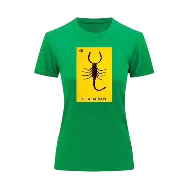 Playera Blusa de El Alacran De La Loteria Mexicana Tradicion Mexicana Mexico Color Verde Talla Grande Marca Emil SaEs