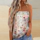 thumbnail image 2 of Tank Top Vestido Top de moda para mujer, camiseta sin mangas Bandeau sin tirantes a juego de colores, vacaciones de verano, camiseta holgada para vacaciones, blusa, (Beige, XL), 2 of 5