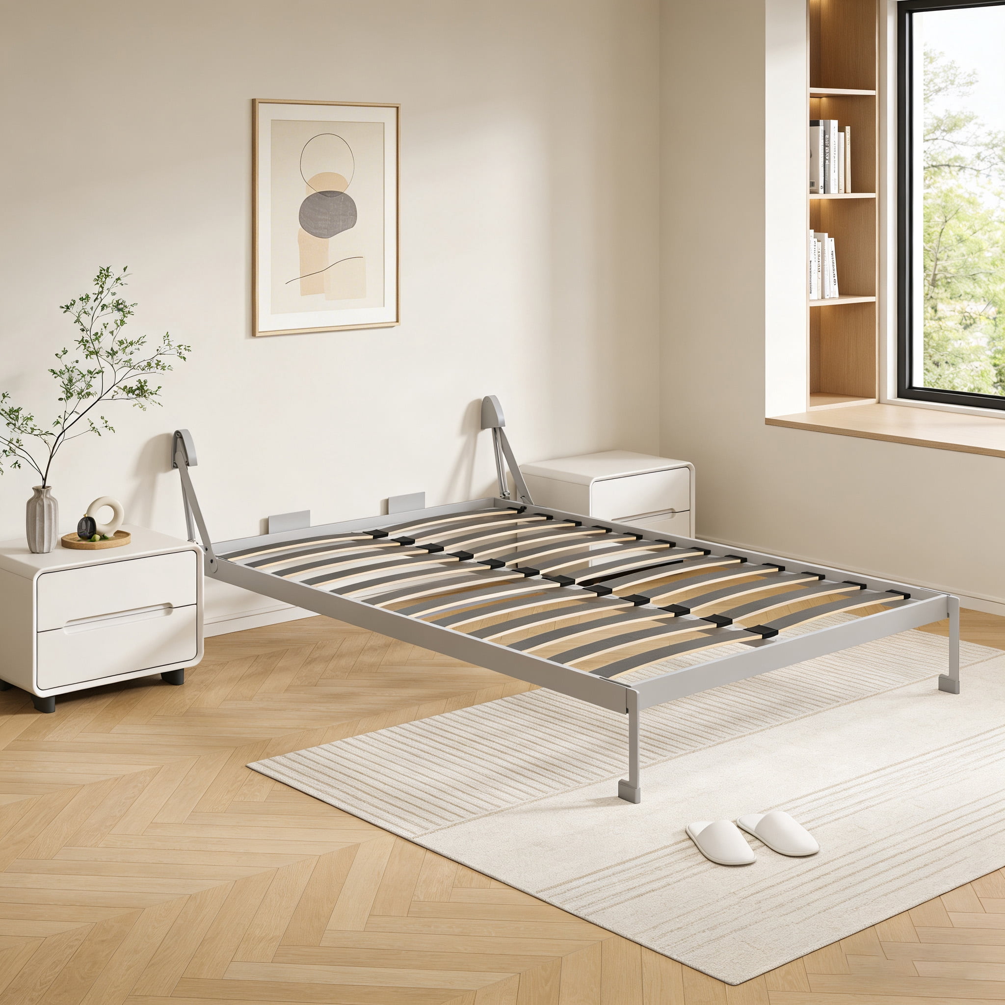 Mintazer Queen Size Murphy Bed Frame DIY Wall Bed Hardware Kit, Grey