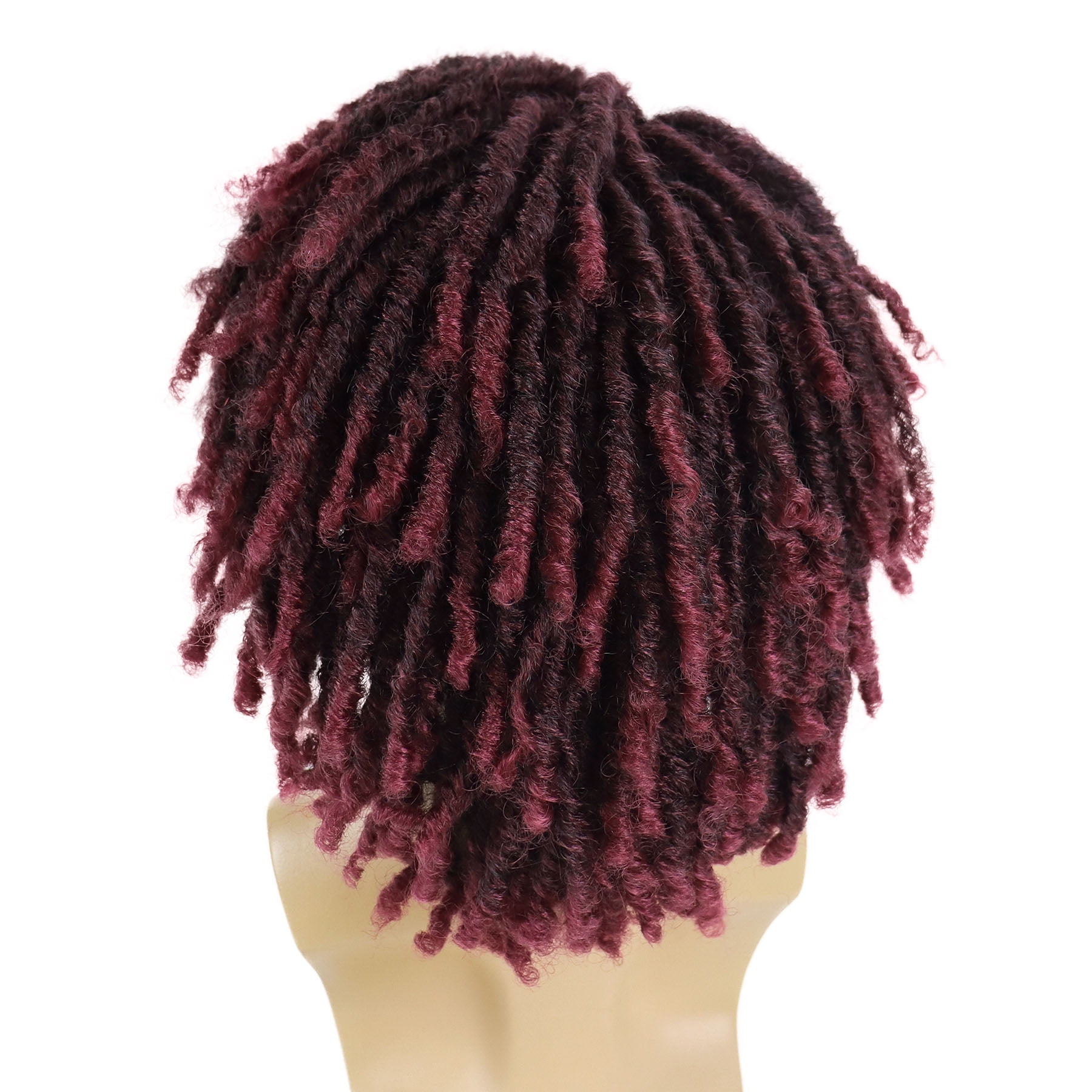 Short  Faux Locs Braided Wig for Man Black ColorTwist Hair Dreadlocks Wig Natural Synthetic Hair Wig with Bangs