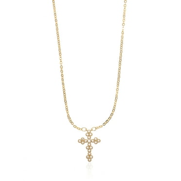 Time And Tru Gold Tone Cross Necklace