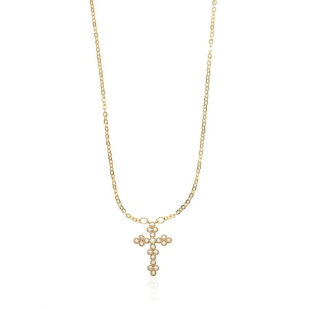 Time And Tru Gold Tone Cross Necklace