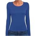 thumbnail image 4 of vigerkar Women Crewneck Loose Fit Shirt Long Sleeve Casual T Shirts Basic Top Tees (Blue, L), 4 of 6