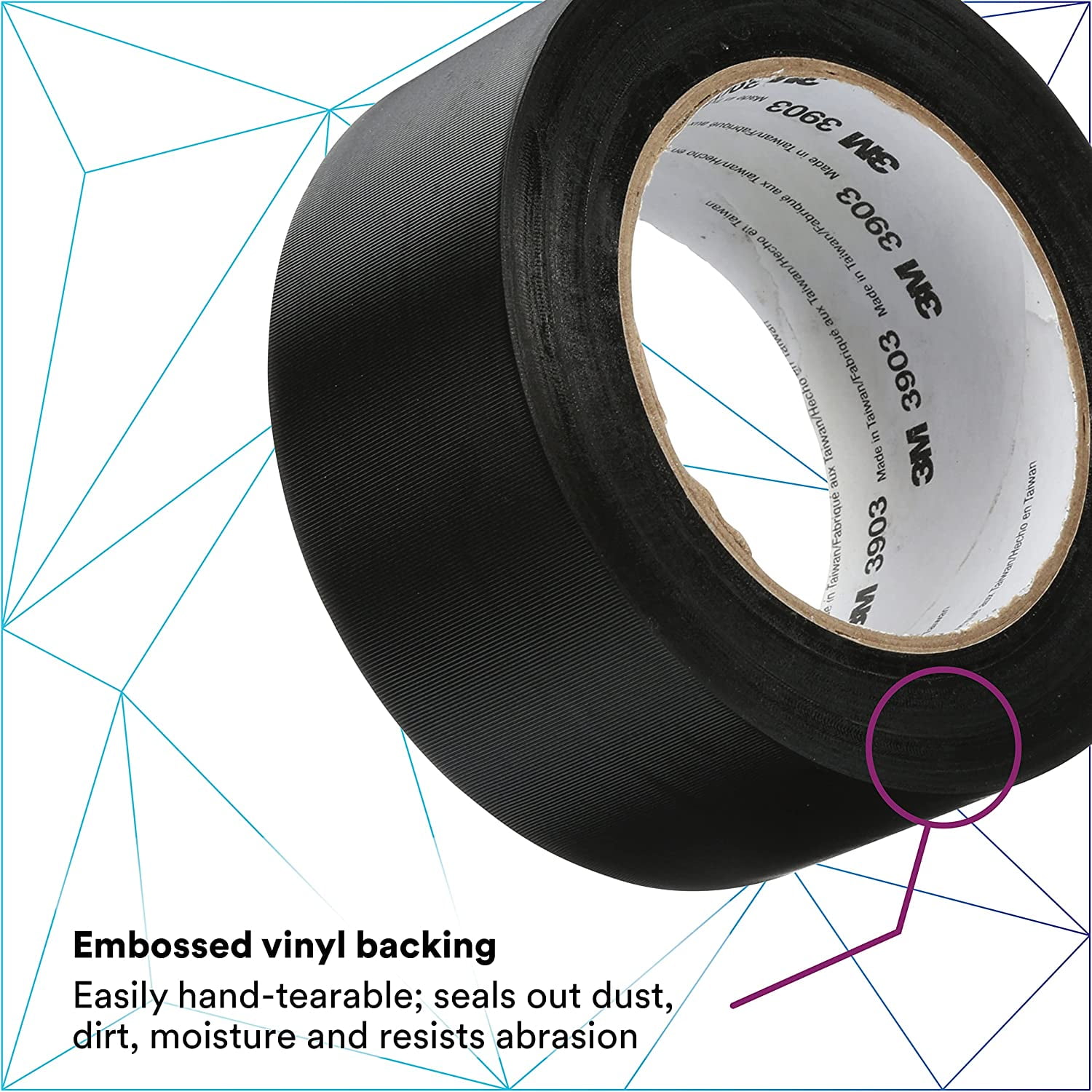 Vinyl Duct Tape 3903, Black, 2 in x 50 yd x 6.3 mil